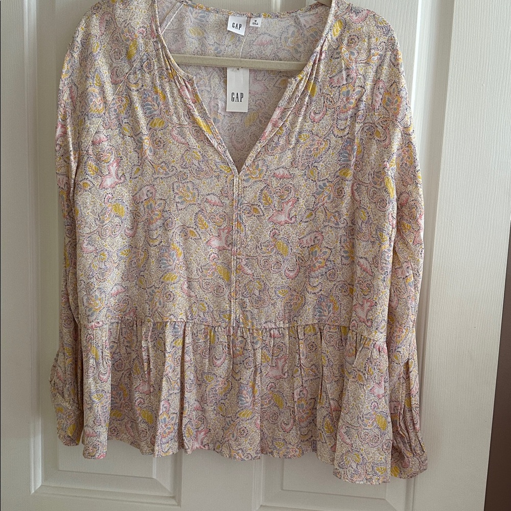 GAP Floral Blouse with Ruffle Detail